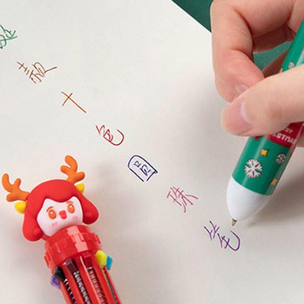 Mxbeauty Bolpoin Bertema Natal Kreatif Warna-Warni Unisex Gel Pen Hadiah Anak Lucu Santa Claus Kawaii Kartun Alat Tulis Sekolah