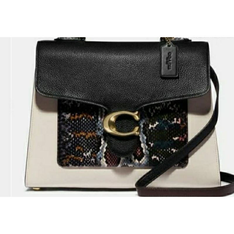 Coach Hand Bag Tabby Top Handle In Colorblock Snakeskin