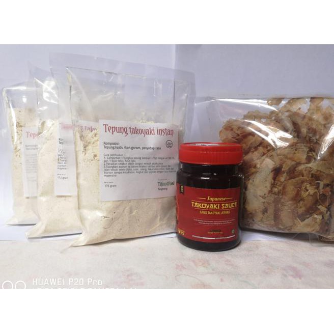 

P4CP PAKET HEMAT BAHAN TAKOYAKI / OKONOMIYAKI HALAL TEPUNG SAUS KATSUOBUSHI DF7G