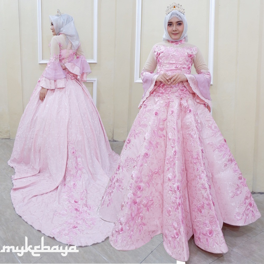  GAUN  PENGANTIN  BABYPINK JAGUARD BELIMBING KEBAYA PENGANTIN  