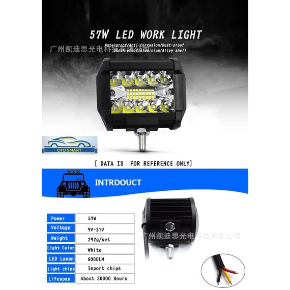 LAMPU TEMBAK SOROT LED BAR CREE CWL 57W 20 MATA 3 SUSUN LAMPU LED MOBIL DAN MOTOR