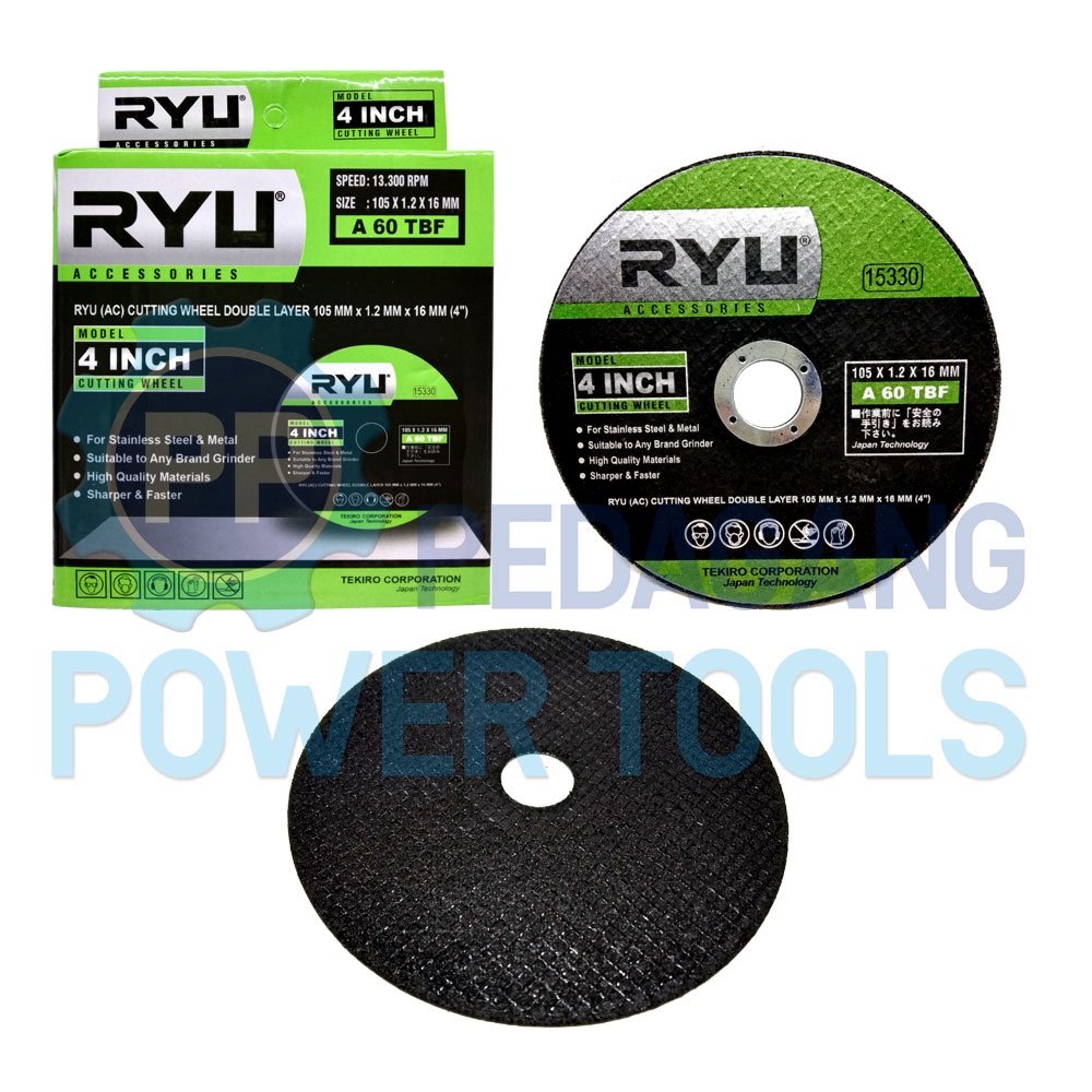 RYU MATA GURINDA BATU GERINDA POTONG BESI CUTTING WHEEL 4 INCH X 1.2MM