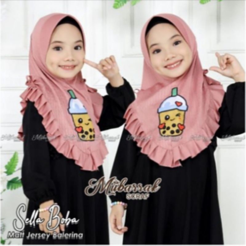 HIJAB SELLA BOBA PLISKET KIDS//BERKUALITAS//HIJAB ANAK//TERBARU//TERLARIS//COD