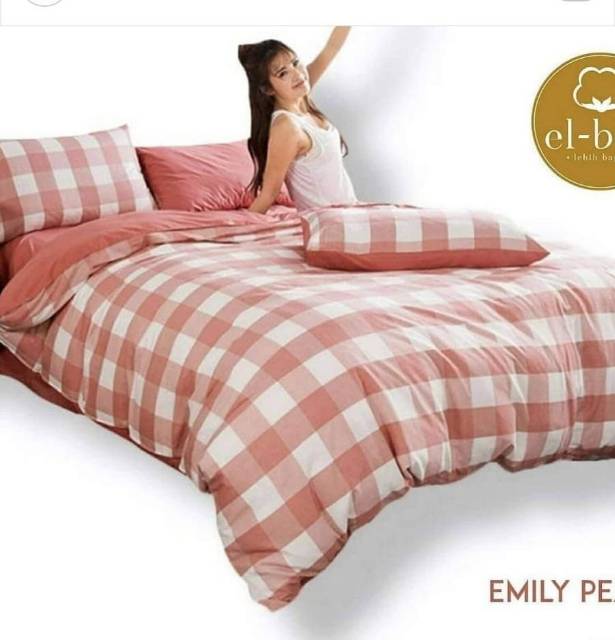  SPREI  MOTIF  KOTAK KATUN LOKAL ELBHE BANYAK WARNA UK KING 