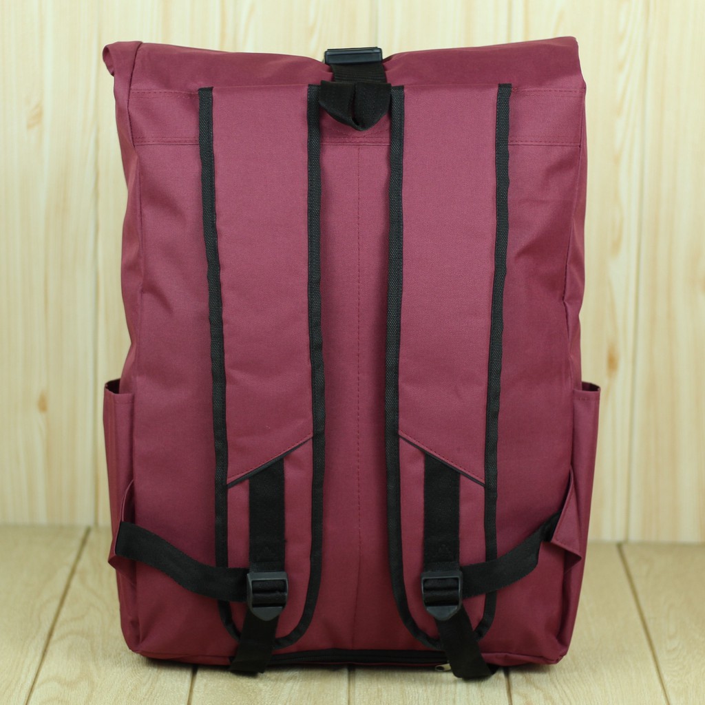 Tas Gendong Pria Wanita Unisex Ransel Rolltop Enigma Merah Kekinian Kece Murah Berkualitas