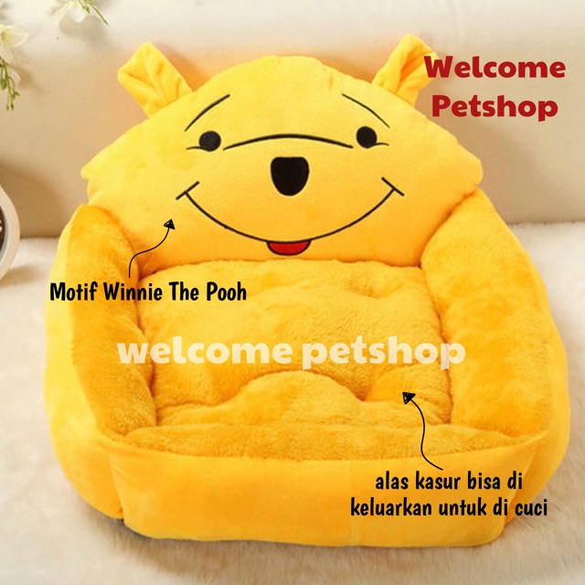 Kasur Hewan Peliharaan Motif Winnie The Pooh / Anjing / Kucing / Kasur Hewan (Pet Bed)