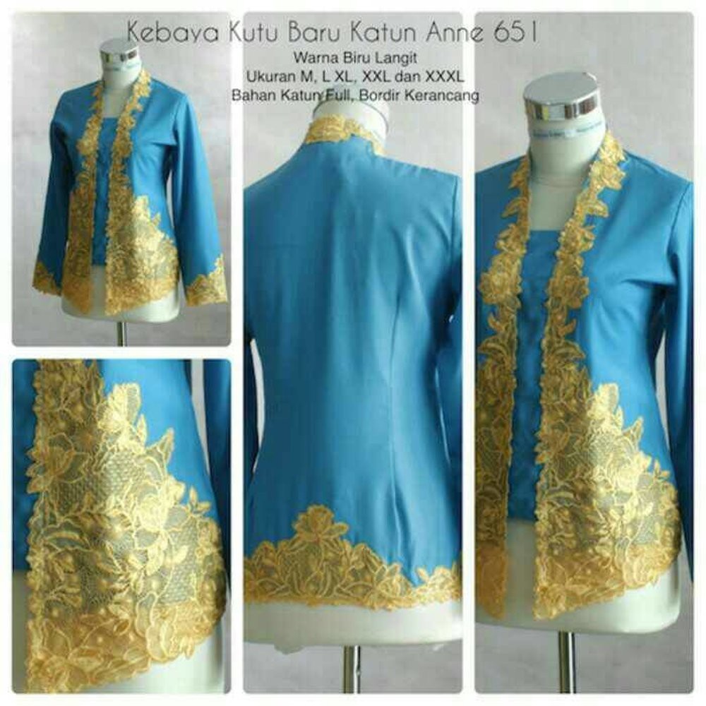 Unik KEBAYA BIRU LANGIT BORDIR EMAS 651 Diskon