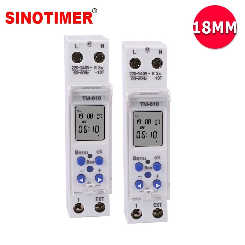 Bisa COD Timer Arus Listrik Otomatis DIN Rail Power Timer Programmable Time Switch Relay 18mm 220V - Sinotimer TM610-2