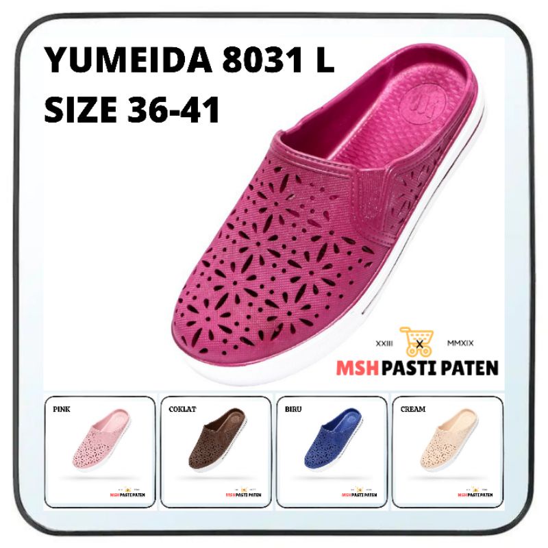 YUMEIDA 8031 L SIZE 36-41 Sepatu sandal slip-on wanita dewasa bahan karet tahan air