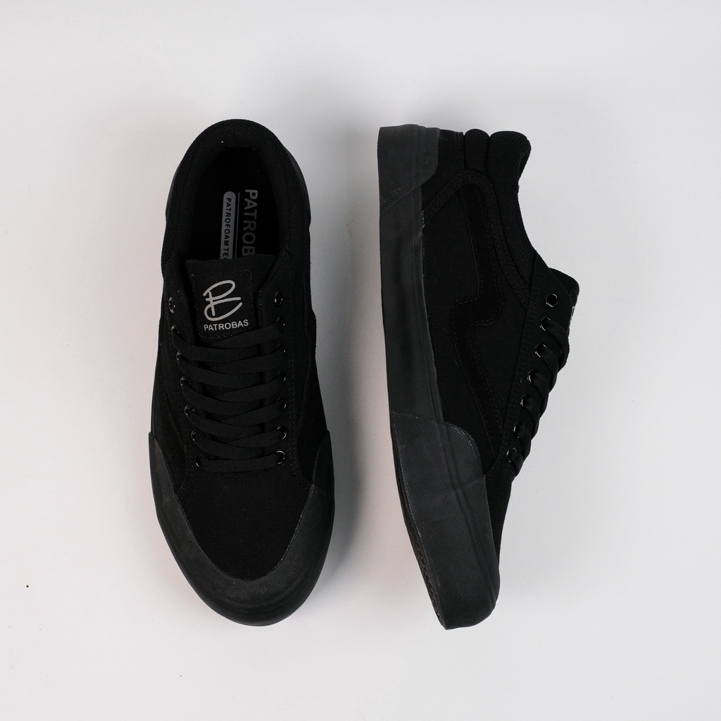 SEPATU PATROBAS CLOUD LOW ALL BLACK ( SIZE 35 - 45 ) - Sneakers Canvas Original Made in Indonesia