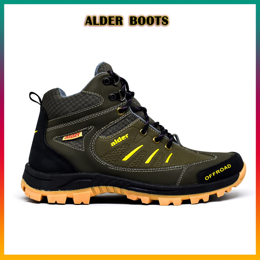 ALDER Sepatu Gunung Pria Model Boots tinggi Size 39-43 Sol karet upper kulit sintetis Sepatu Pria-4