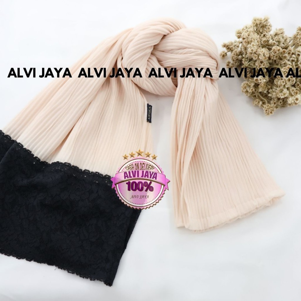 PASHMINA PLISKET RENDA TERMURAH / JILBAB PASHMINA PLISKET TERBARU / PASHMINA PLISKET IMPORT-PEACH