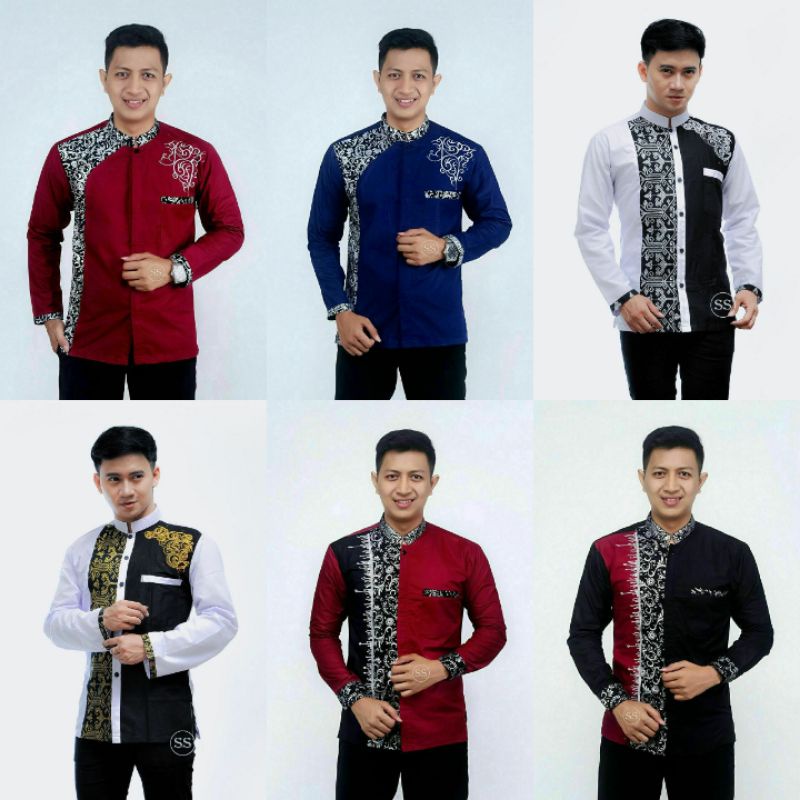 Koko Batik Fashion Muslim Kombinasi C07 Al Haramain Hijau S/M/L/XXL Dewasa