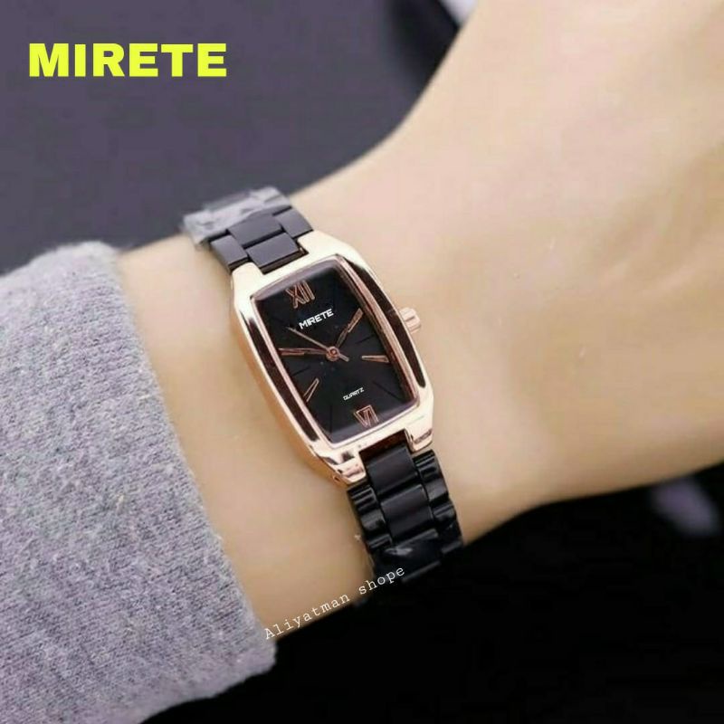 Jam tangan wanita mewah model kasual dan simple tali rantai stainliss_jam tangan wanita terlaris mirete original analog_jam tangan wanita cantik free btre cadangan