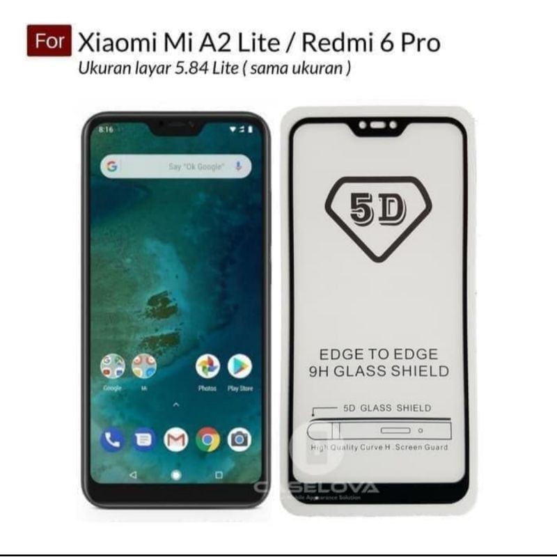 Xiaomi Mi A2 Lite / Redmi 6 Pro Tempered Glass Full Layar Anti Gores Kaca