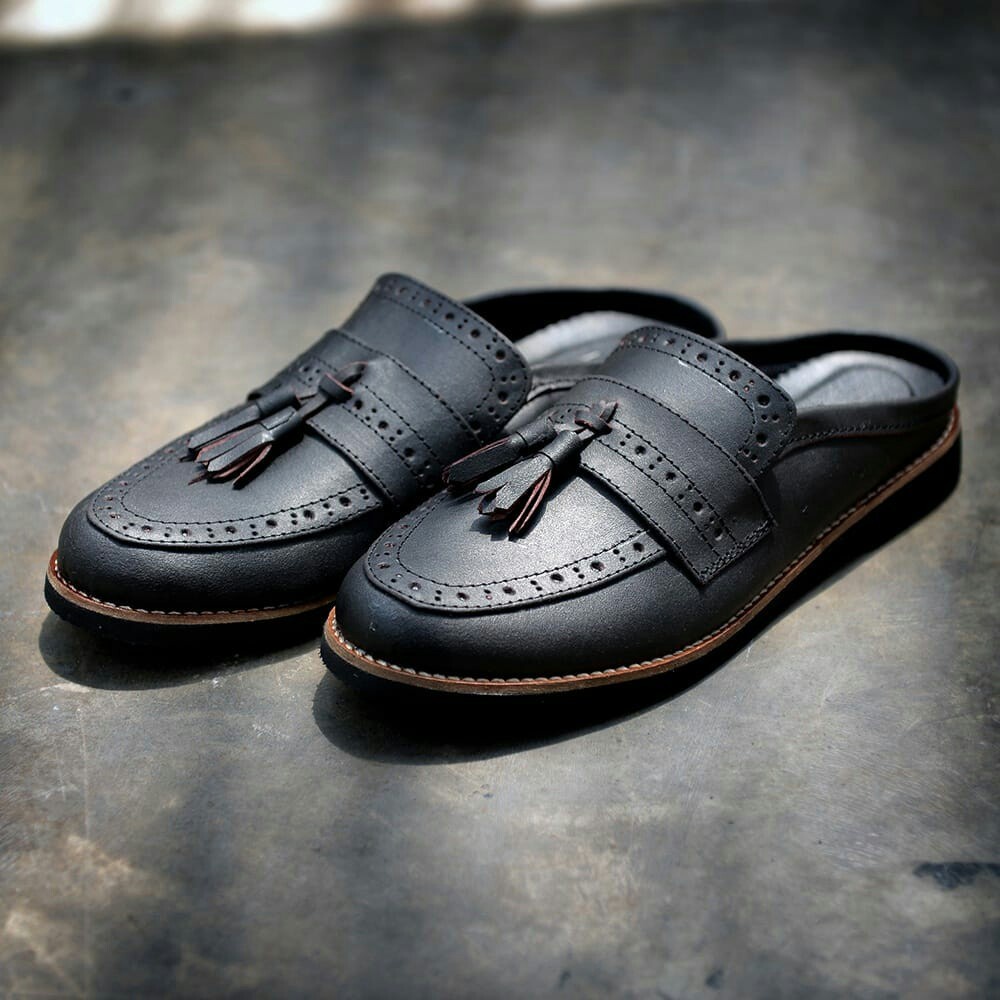 MARKES|Sepatu Formal Pantofel Pria Hitam Tali Kerja Kantor Kuliah Fashion Original Kulit Sapi Asli