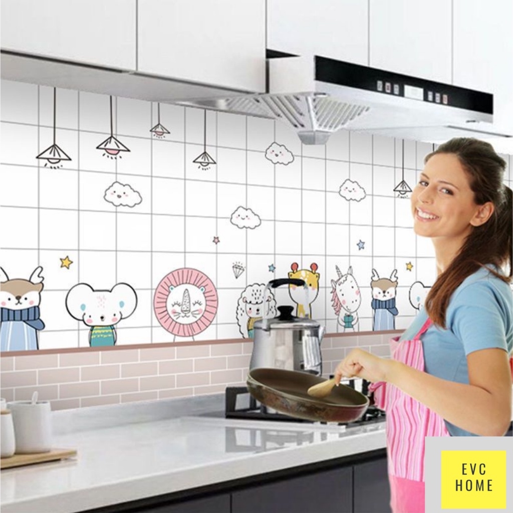 EVCHOME 60CM x 3M Wallpaper Sticker Dapur Aluminium Foil/ Lemari/ Meja/ Serba Guna/ Wallpaper Kitchen