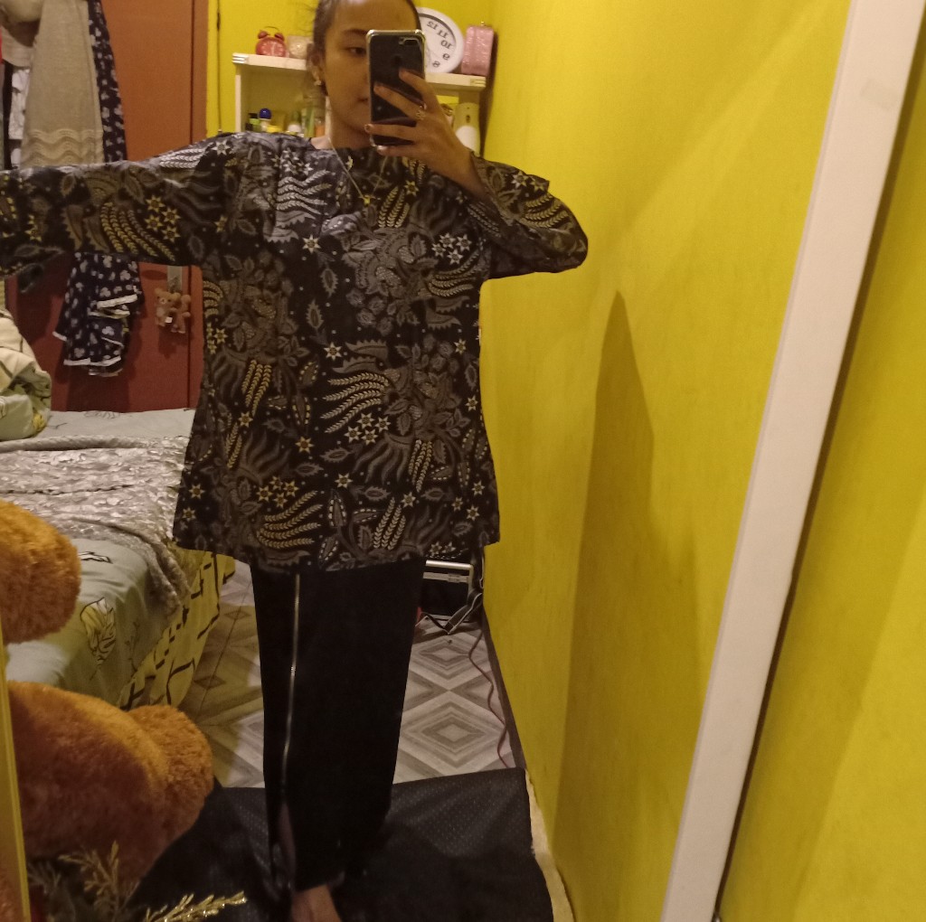 Batik Couple Keluarga Sania Ruffle Ori Ndoro Jowi Dnt Motif Manggar Abu