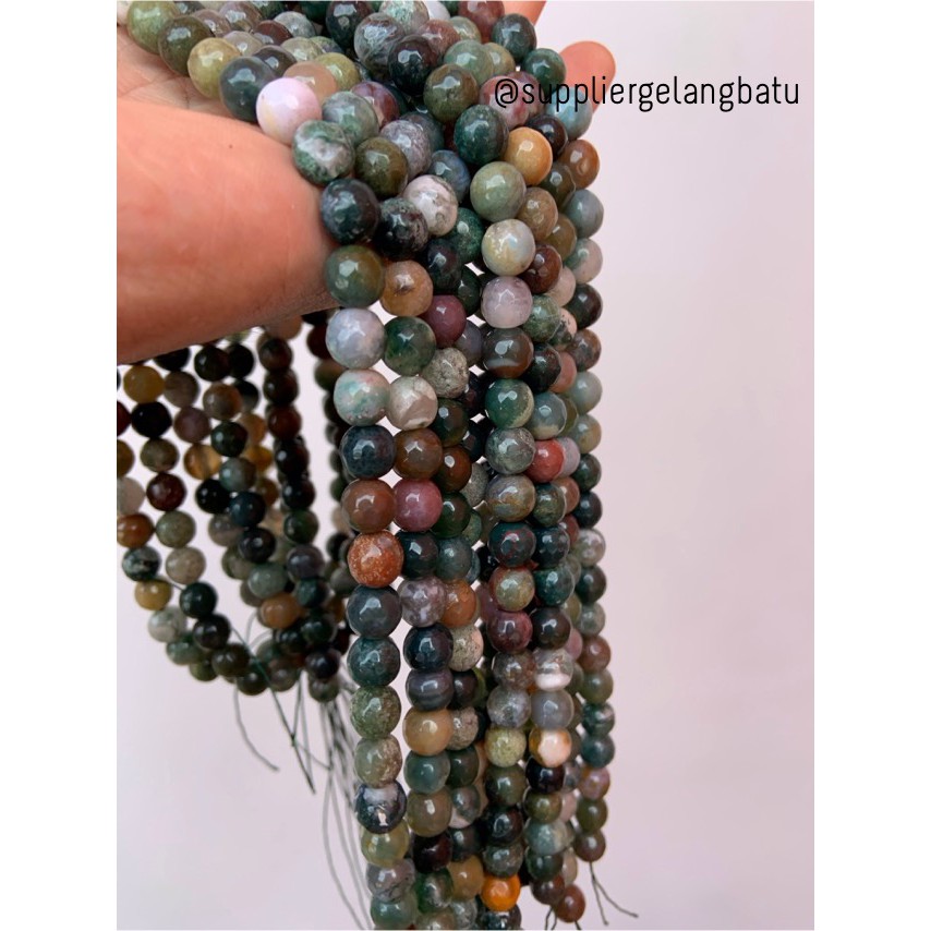 batu INDIAN AGATE 8mm cutting bahan gelang kalung INDIA FACETED STONE