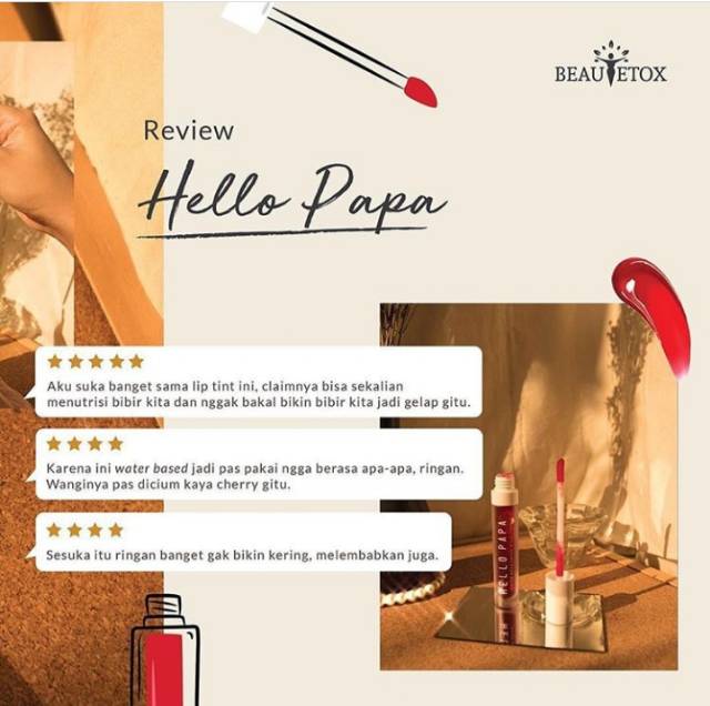 (READY) Hello papa Liptint 3in1 5ml skinsuperstar beautetox liptint