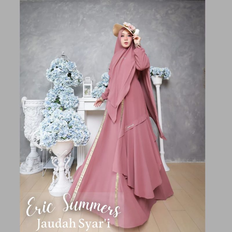 Ready stok Jaudah Syar'i By Eric Sumer Set Syar'i Gamis Set Hijab Murah Mewah