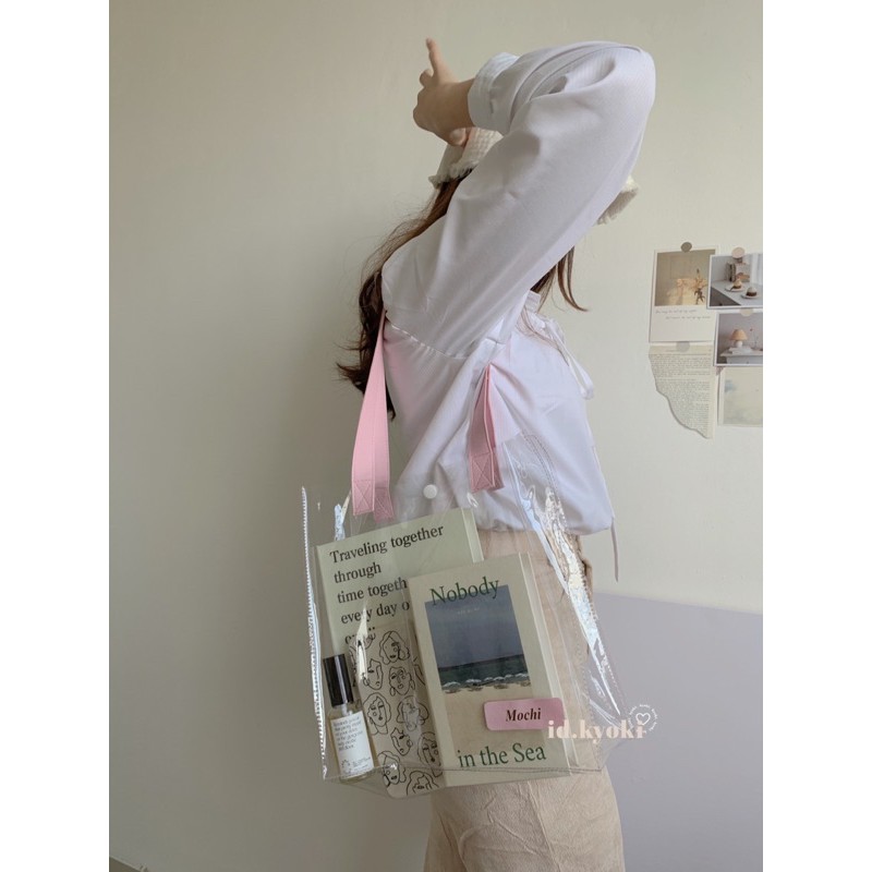 Pamie Clear PVC Tote Bag Custom Nama