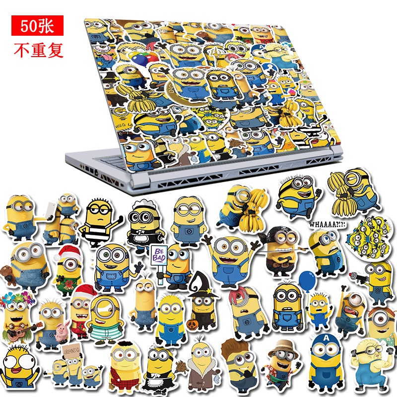 50pcs Stiker Graffiti Kartun Minions Anti Air Untuk Dekorasi Komputer / Handphone / Notebook / Koper / Helm