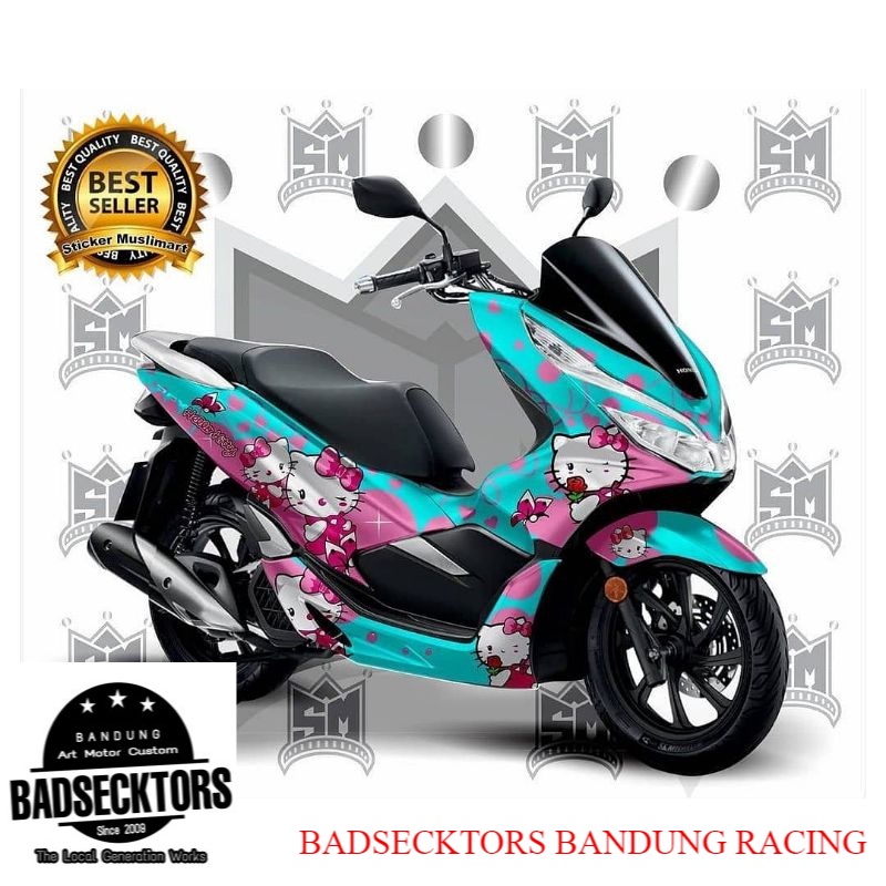 STICKER DECAL HONDA PCX MOTIF HELLO KITTY BLUE TOSCA keren