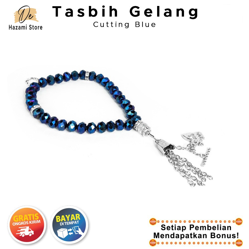 BISA COD Tasbih Gelang Wanita 33 Butir Cantik Korea Aesthetic Kekinian Permata Biru Terbaru 2021