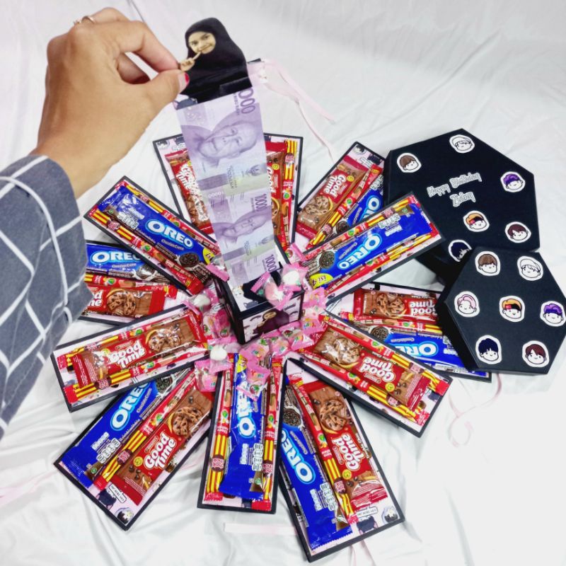 Exploding Box / Explosion Box Segi Enam / Kaod Ulang Tahun Unik