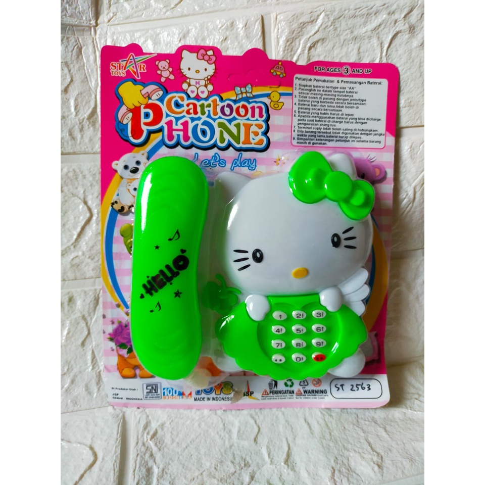 Mainan Anak Telepon Hello Kitti KITTY / DORAEMON Mainan Telepon dengan Lampu dan Music