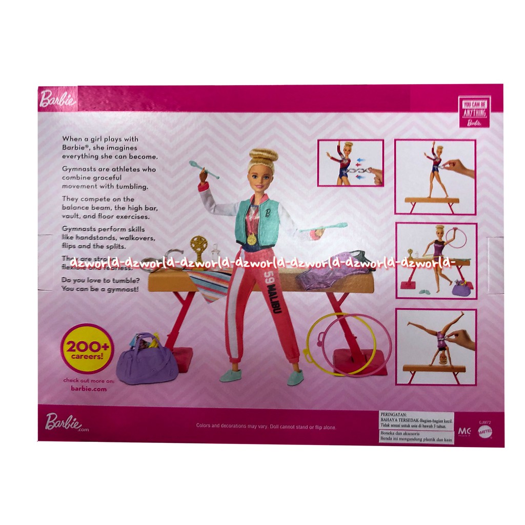 Barbie Gymnastics Doll And Playset With Twirling Feature Mainan Boneka