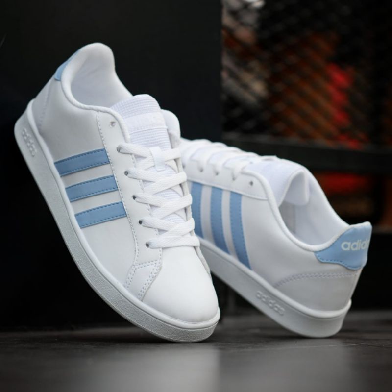 Adidas Grand Court White Baby Blue Original OEM Sneakers Wanita / Sepatu Sneaker Wanita