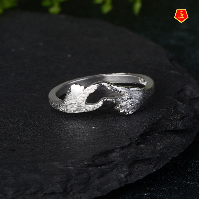 [Ready Stock]Creative S925 Silver Heart-Shaped Couple Ring