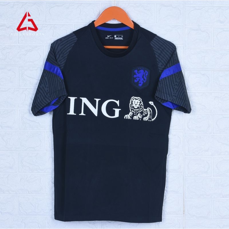 Jersey Belanda Training Prematch Hitam Grade Original Fans Version