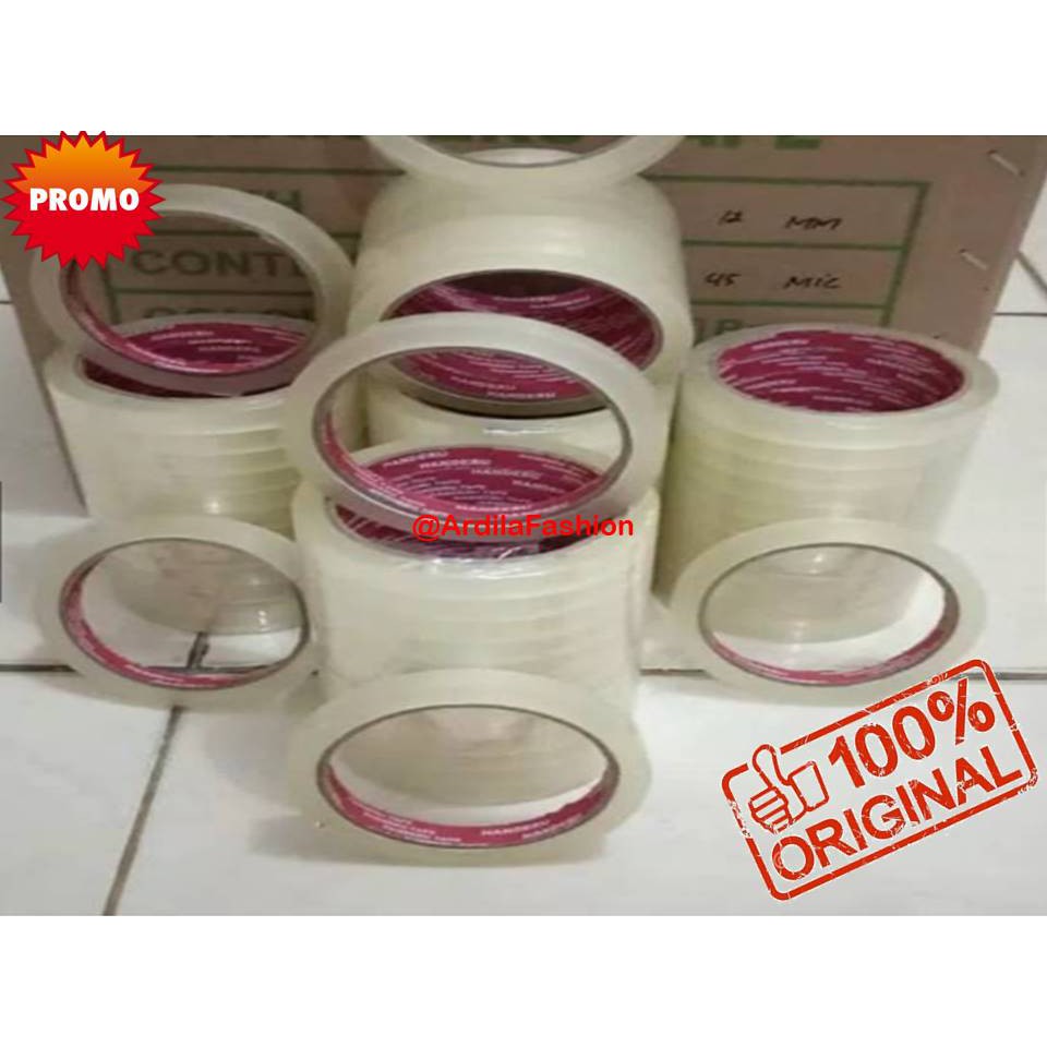 

LAKBAN BENING TRANSPARAN HANDERU 12 MM X 60 yard kualitas Daimaru