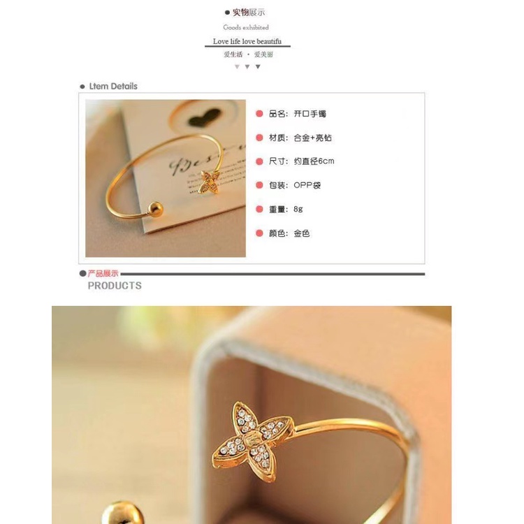 (Hello Girl)G03 Gelang Tangan Mata Bunga Dazzling Permata Putih Wanita Import