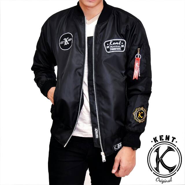 Kent JAKET Bomber Pria Retro Original Black