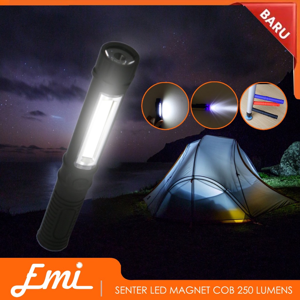 Senter LED Stick Magnet COB 250 Lumens Portable for Camping