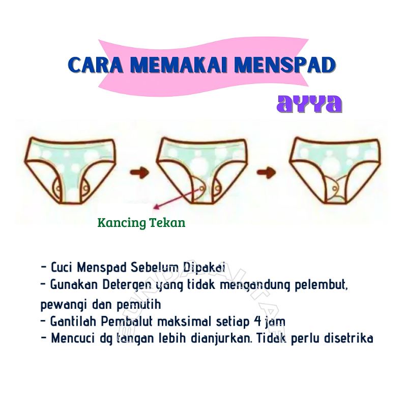 Menspad Pembalut Kain Cuci Ulang Ayya Day ( 1 pack isi 6 )