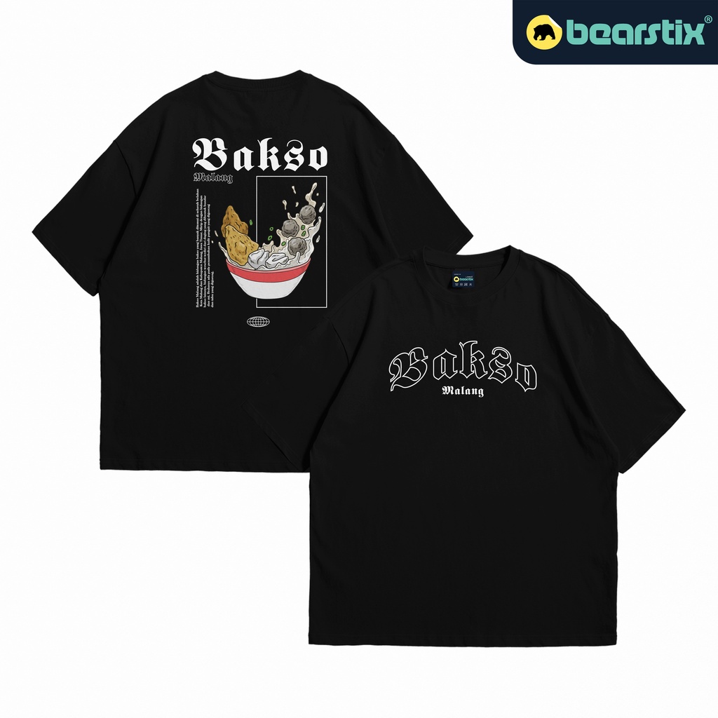 Bearstix Oversized - T Shirt BAKSO MALANG - Kaos Oversize Kota Malang Batu - Baju Makanan Khas Jawa 