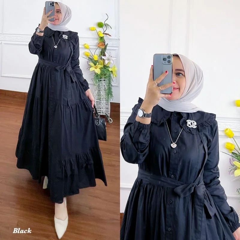 AURA DRESS Baju Wanita Pakaian Muslimah Dress Muslim BAHAN KATUN RAYON DAPAT GAMIS WANITA ( TIDAK TE