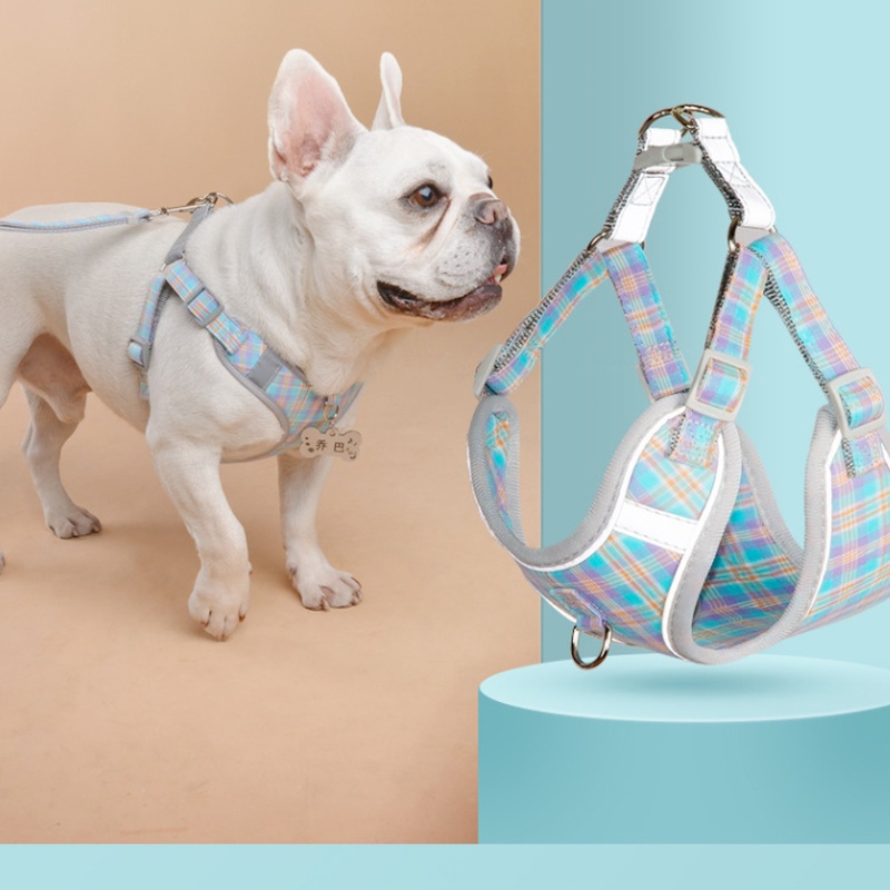 Rompi Harness Breathable Motif Kotak-Kotak Reflektif Untuk Anjing