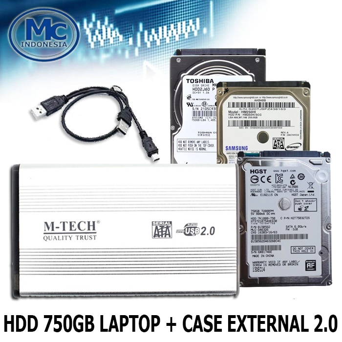 Hardisk HDD Harddisk External Laptop 2.5&quot; 750GB + CASE MTECH