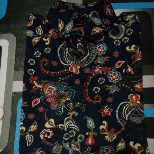 Baju Pria/ Cowok Kemeja Batik Premium Slimfit Lengan Panjang Merah Kuning Hijau Biru Navy Gold Lb466