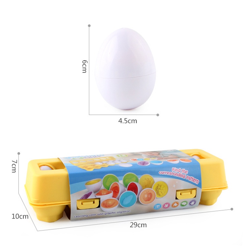 12pcs Mainan Pencocokan Telur Pintar 3D Bentuk Geometri Match Puzzle Montessori Anak Mainan Edukasi Dini