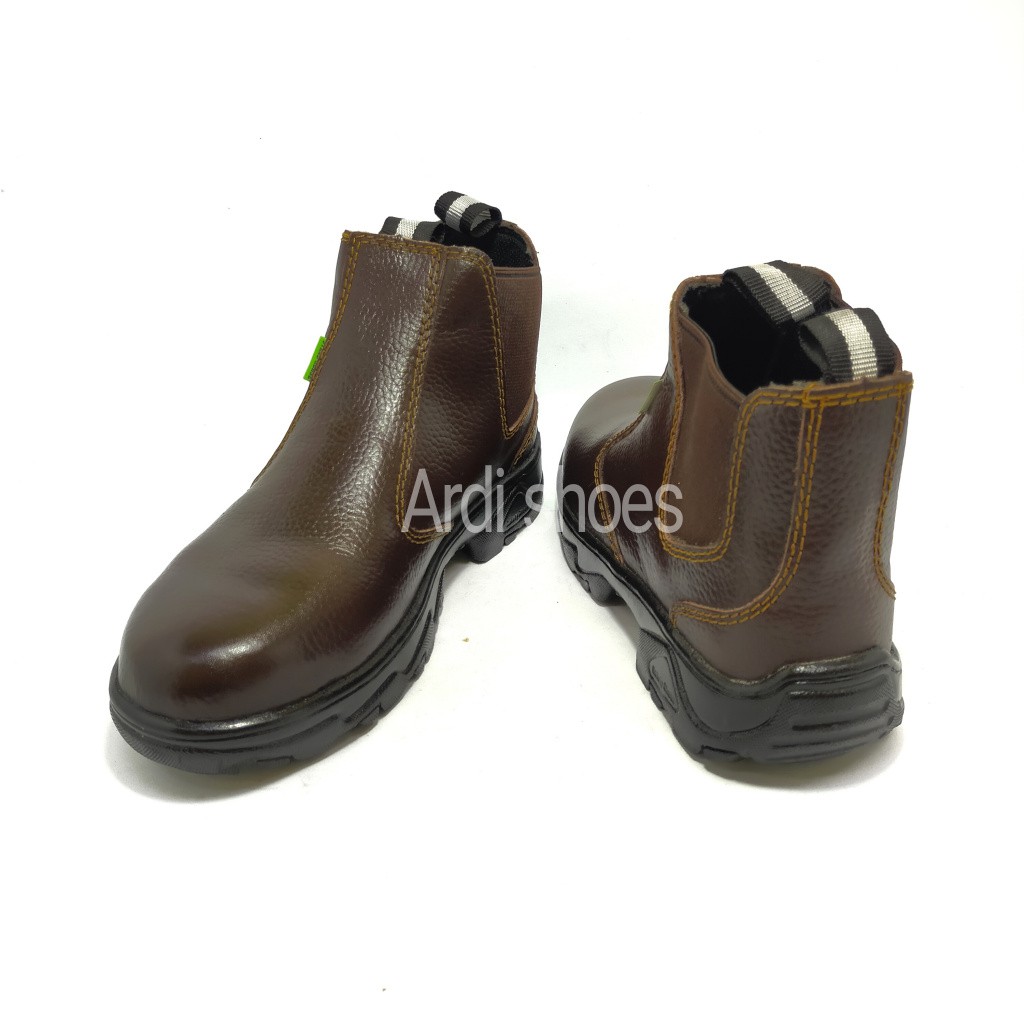 Sepatu Safety Boots Pria Kulit Sapi Asli Sepatu Sefti Cowok Ujung Besi Sepatu proyek Stand Horse 805