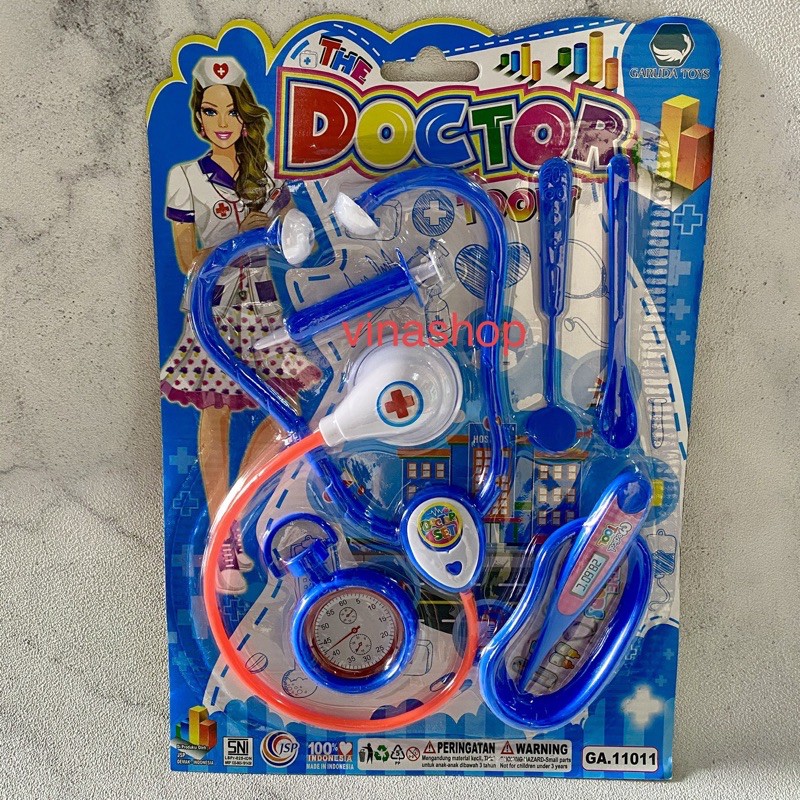 Mainan Dokter Dokteran Anak Mainan Stetoskop Stopwatch Jarum Suntik Peralatan Dokter Gigi Termometer