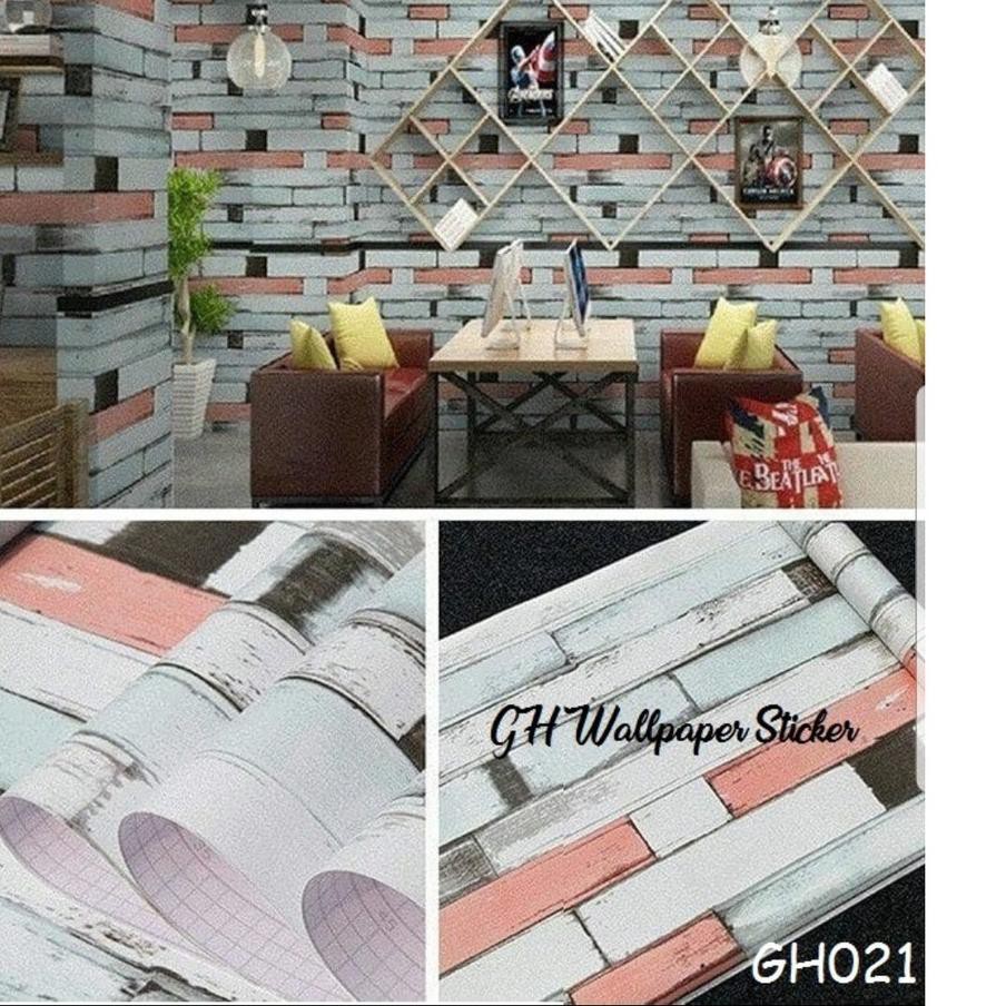 Wallpaper Stiker 45CMX10M Stiker Dinding 3D Wallpaper Dinding Polos Motif Shabby Bunga Elegant Wallstiker Dinding Premium-GH021