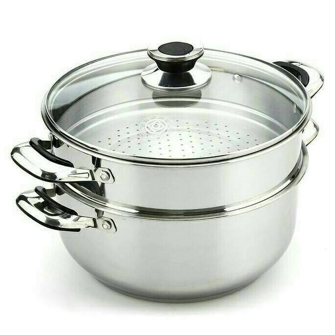Panci 2 Susun Besar Kukus Steamer Stainless 28 Cm, Kukusan Tim